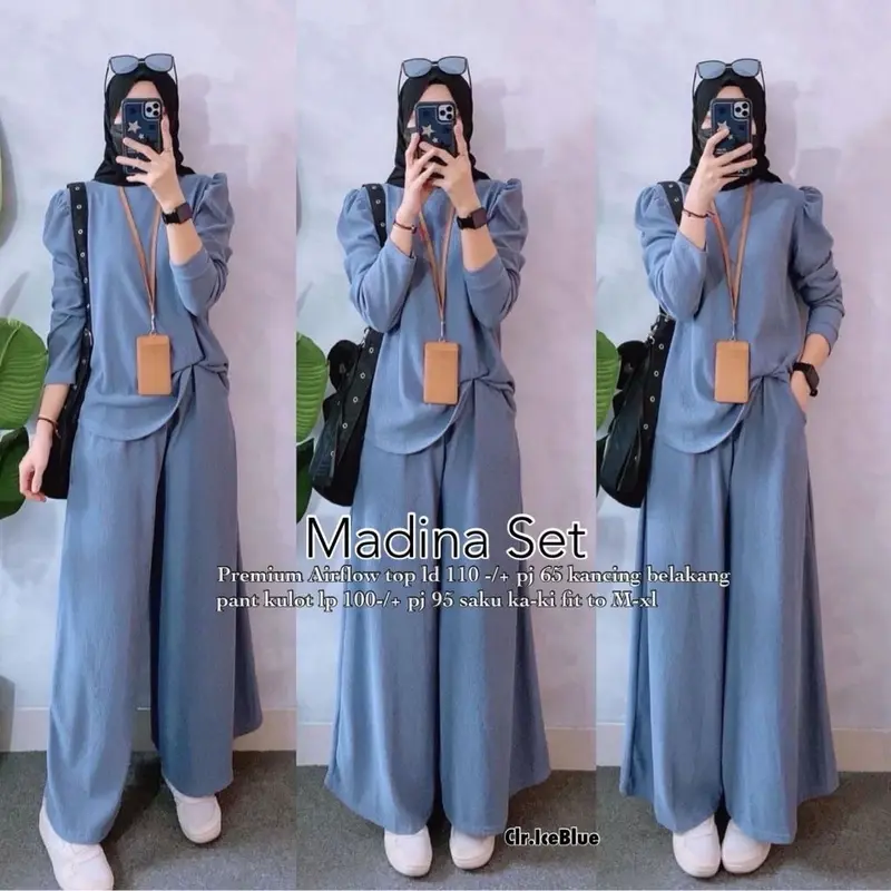 Setelan Wanita Madina Set Celana Cutbray Cringkle Premium Jumbo 0