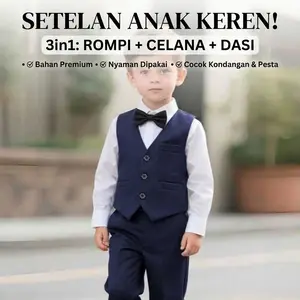 Stelan Rompi Jas Anak Premium / Rompi Jas Formal Pesta & Graduation Wisuda Anak TK/SD/SMP Suits & Sets  Fashion Setelan Celana Formal