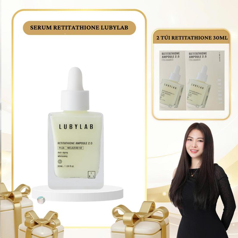  SN1857 - Combo 3 retitathione: 1 Ampoule Dưỡng Sáng Da Retitathione 2.0 PLGA Melazero V2 Lubylab 30ml + 2 túi Retitathione 30ml*2 