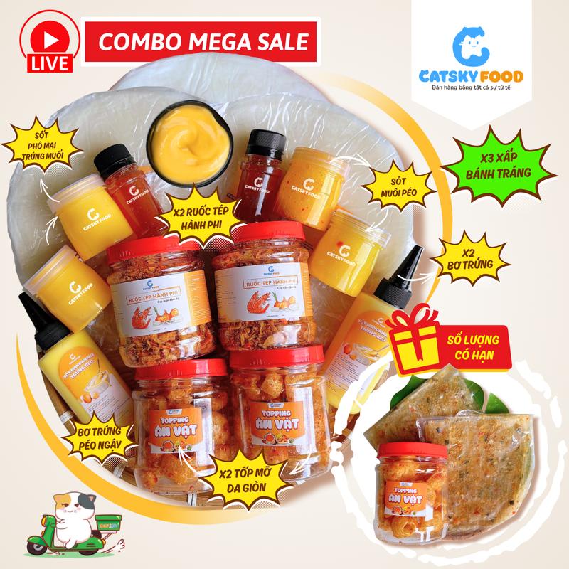   Deal Live  COMO MEGA Sale - Bánh Tráng Phơi Sương - Catsky Food - Ruốc Tép Hành Phi Đậm Đà Snack Food combobanh trang tóp mỡ 
