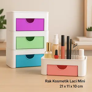 [COD] Rak Kosmetik Plastik Mini Praktis Tempat Make Up Minimalis Kotak Penyimpanan Serbaguna Wadah ATK Alat Tulis Kantor Kamar Mandi Multifungsi Termurah