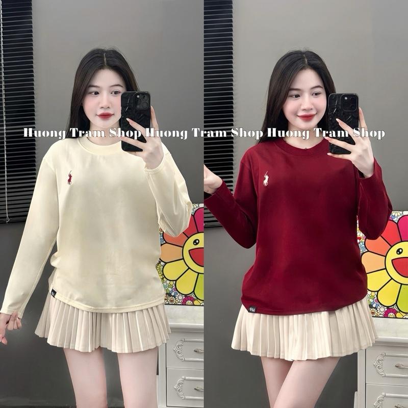 (Deal Mở Bán)ÁO THUN DÀI TAY THÊU NGỰAAA - Áo thun dài tay phom rộng vừa (35-58kg), áo thun cotton 4 chiều mềm mát , áo thun dài tay nữ thu đông , Hương Trầm Sho