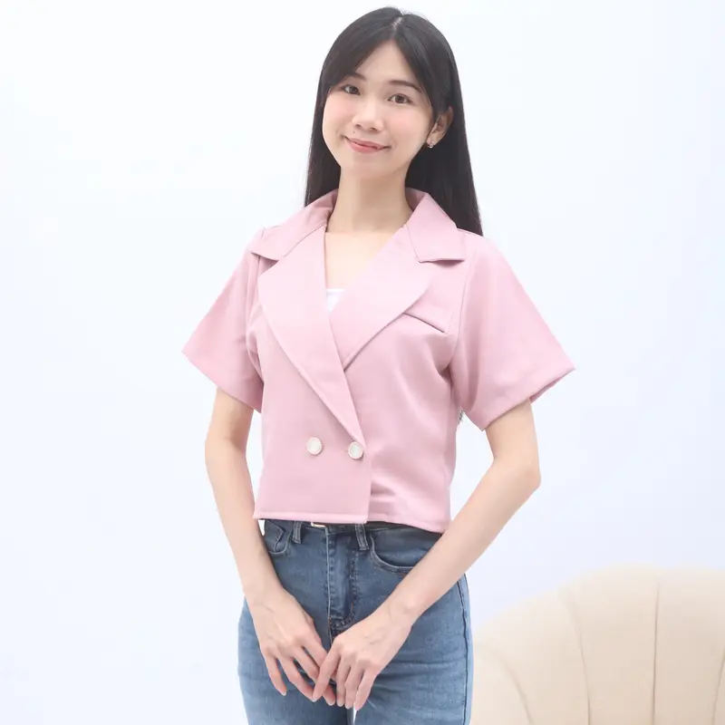 CELVE - Aria Top (Atasan Wanita Kancing Semi Wool Basic Simple) 3