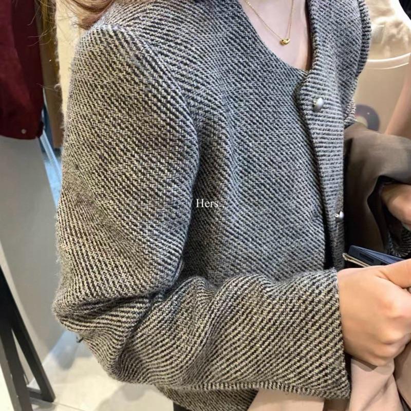 CÓ BIG SIZE Áo dạ KẺ CHÉO Nữ khuy NẤM QC Samhyewear