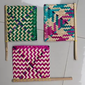 Kipas Bambu Motif Unik Hihid dengan Harga Terbaik dengan gagang satu sisi