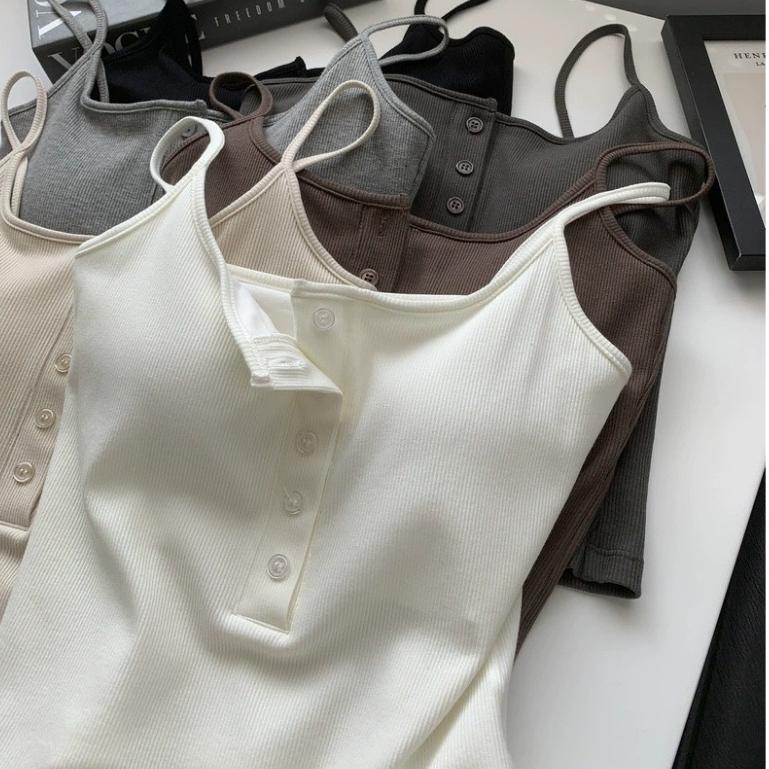 Tank Top Bra Wanita Busa Dalaman Kancing Korean Style 0