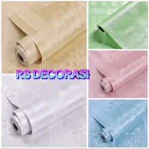 Wallpaper Stiker Dinding Mewah Berkualitas Wallpaper Polos Tekstur Salur Batik motif bata 3-4M