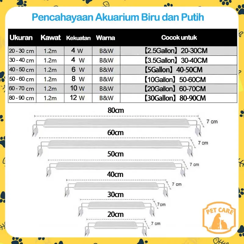 Lampu Led Aquarium Gantung Akuarium 20-90CM Aquascape Ikan hias Led Varian Lampu Rumput Air Tangki ikan 5