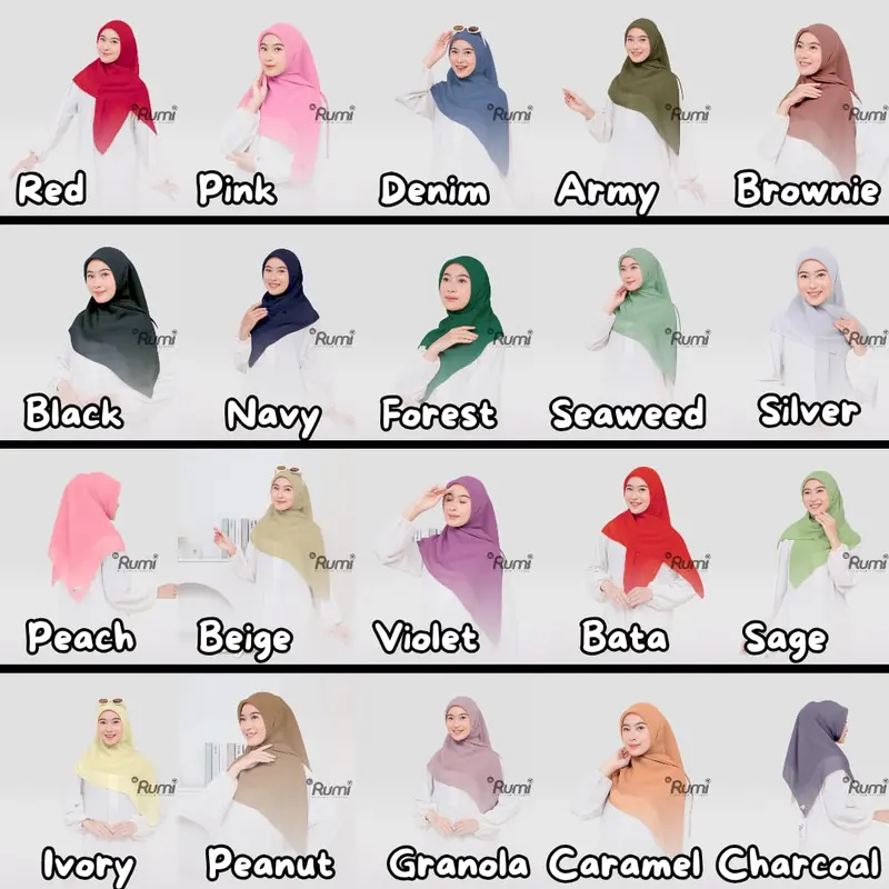 [EXCLUSIVE RUBEN ONSU] RUMI HIJAB - PAKET USAHA ISI 5 PCS PLAIN SQUARE Premium Series With Fragrance Wangi Hijab Polly Cotton Kerudung Persegi Jilbab Segiempat Bella Segi Empat Seragam Sekolah Polycotton Katun Pouch Santai Muslim Basic 2