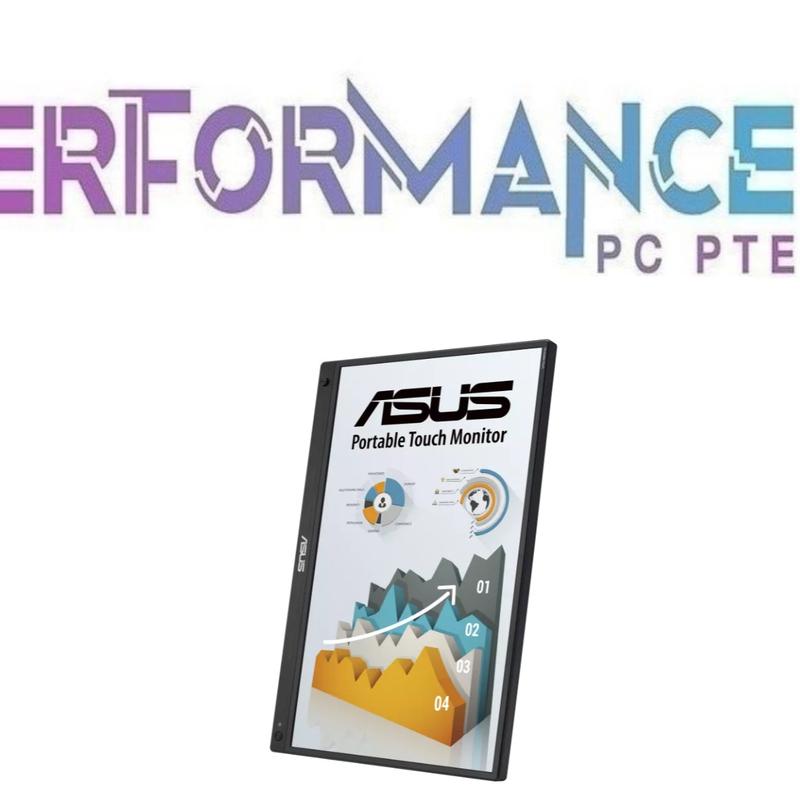ASUS ZENSCREEN TOUCH MB16AHT portable monitor — 16 inch (15.6 inch viewable) FHD (1920 x 1080), IPS, 10-point touch, Mini-HDMI, ergo kickstand, tripod socket, ASUS Flicker Free and Low Blue Light technologies (3 YEARS WARRANTY BY AVERTECK PTE LTD) 1