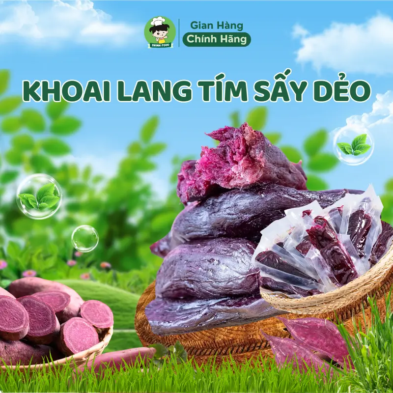 Khoai Lang Tím Sấy Dẻo Nguyên Củ Snack Food  Thức Ăn Vặt 0
