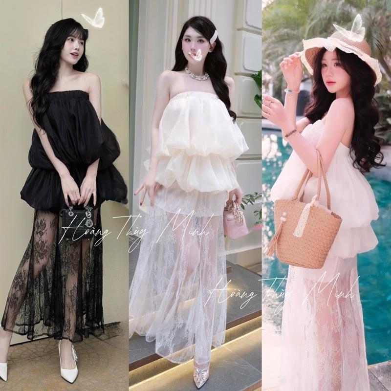S18- HÀNG CÓ SẴN Set Váy Cúp Tơ Bồng Chân Váy Ren Hoạ Tiết Xắn Đuôi Cá 2 Lớp Dáng Dài Du Lịch Dự Tiệc sang trọng Mùa Hè Đi Biển Lễ Hội Hot 2025