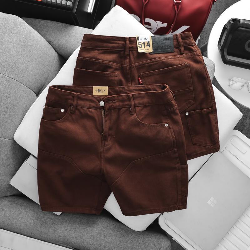 QUẦN SHORT UNISEX KAKI FORM TRÊN GỐI ỐNG RỘNG - Mẫu Nối Thân Túi Hộp - Màu Vàng…