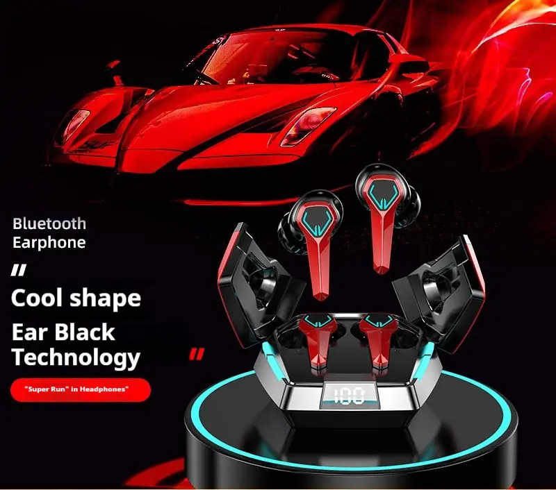 Tai nghe không dây Bluetooth chơi game kiểu mecha kiểu riêng với thời lượng pin dài, độ trễ thấp và màn hình kỹ thuật số bass nặng Nhét Tai Nghe Nhạc Earphone