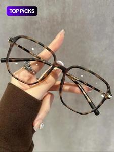 Lentes de marco cuadrado antirreflejantes para mujer, con patrón de carey elegante, ideales para el trabajo, complemento diario para la vestimenta y perfectos para uso estudiantil