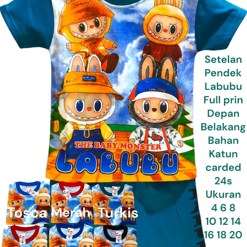 setelan baju cowok anak labubu 3-8 tahun Motif Fashion 0