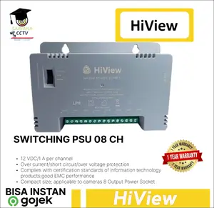 HIVIEW HIK-PSU-8CH 8 PORT POWER SUPPLY CCTV PSU 12V 8A + POWER CABLE