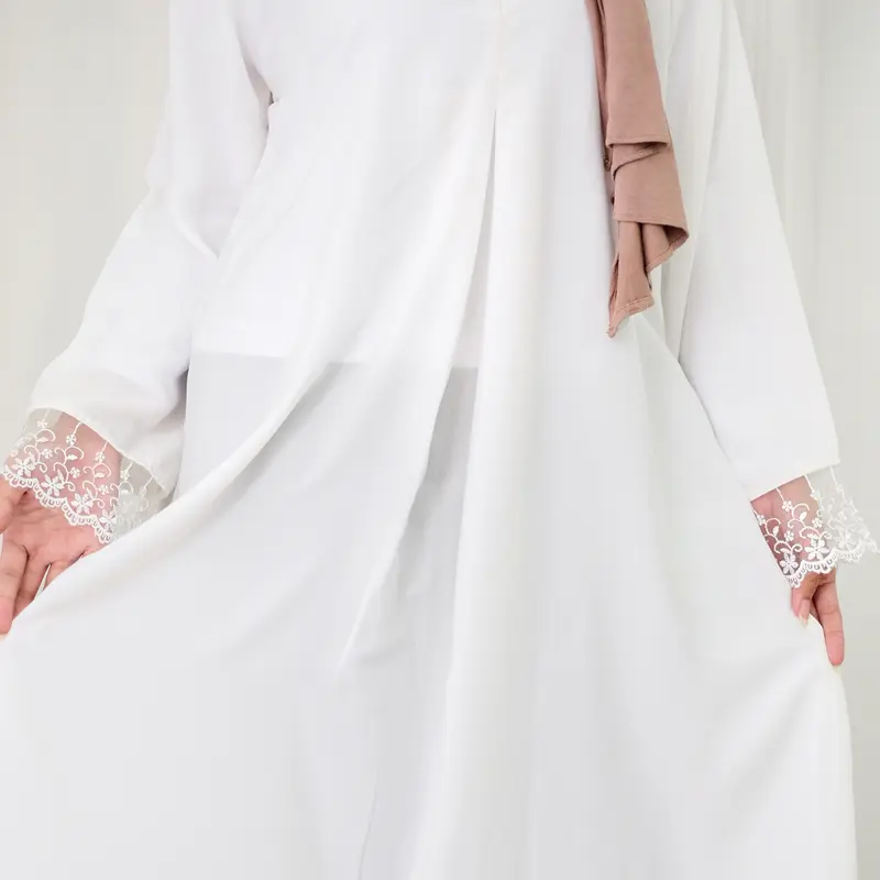 Gamis Abaya Mecca Polos bahan woolpeach premium warna hitam dan putih 5