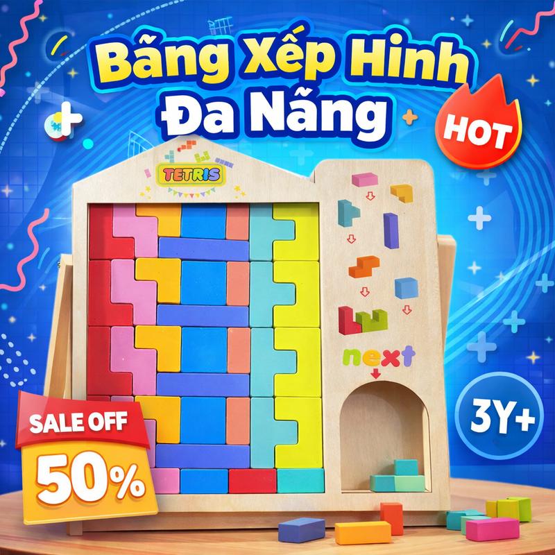  Trò Chơi Ghép Hình Gỗ Tetri Phát Triển Tư Duy Logic Cho Trẻ Đồ Chơi Lắp Ráp Bằng Gỗ 3D Băng Xếp Hinh Đa Năng Hot 3Y+ 