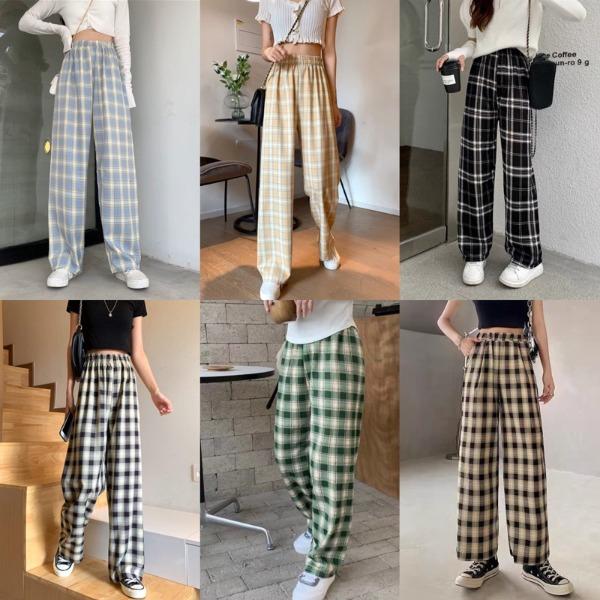 Quần Ống Rộng Lót Lông 172 Women Pants Phối Kẻ Thời Trang Thu Đông Hot Trend Cho Nữ