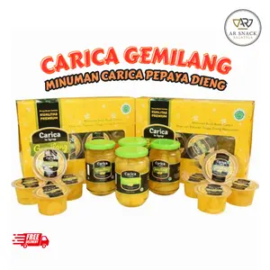 Carica Gemilang Segar Kemasan Buah Carica Minuman Carica Pepaya Dieng Dari Dataran Tinggi Dieng Wonosobo BPOM RI MD 217711001576 LPPOM MUI 15190011720614 Varian Botol @340gr Kualitas Premium