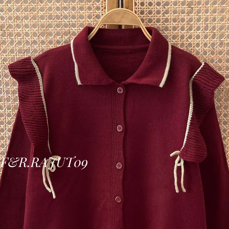 Alidah Cardigan Rajut Kancing Motif Tali Wanita Lengan Panjang Kekinian 4