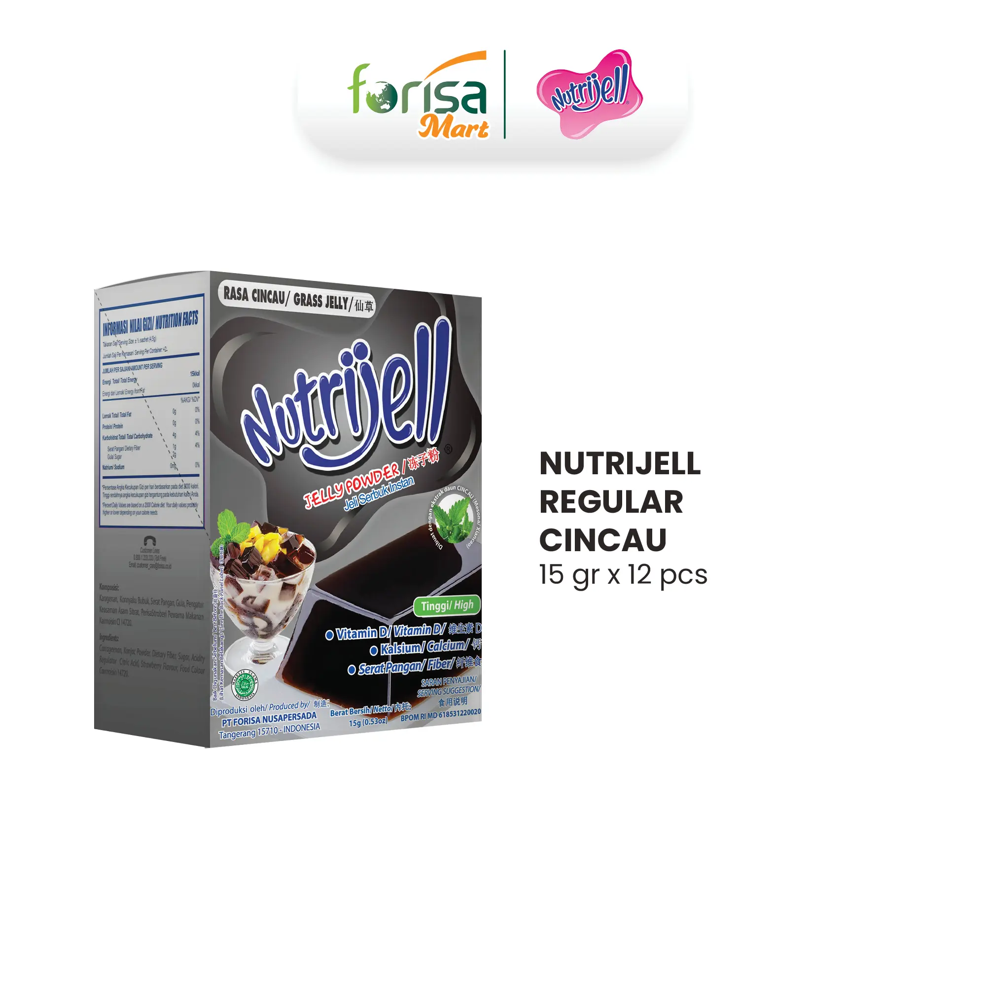 Nutrijell Reguler Jelly Rasa Cincau 15gr Box - 12  Sachet