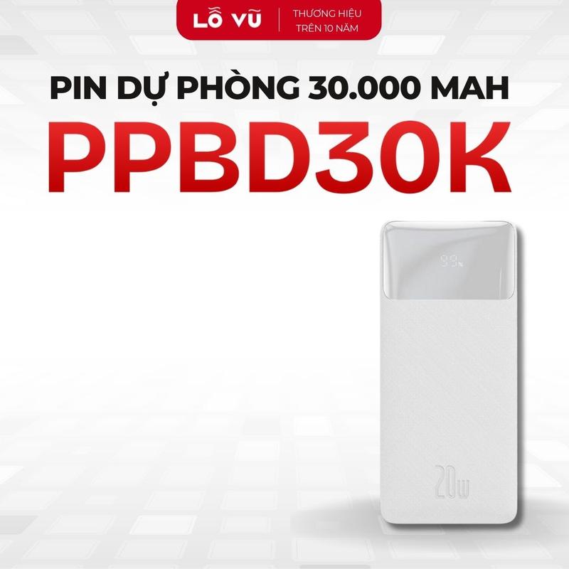 (Thanh lý tồn kho) LoVu Pin sạc dự phòng 30.000 mAh PPBD30K, Sạc nhanh PD 20W, Báo pin - Lỗ Vũ 1, levu01