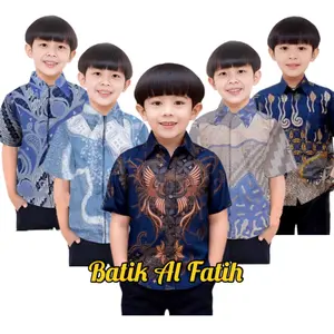 Batik Anak Laki Laki Premium Kemeja Lengan Pendek Baju Sekolah Terbaru Cowok TK SD 2-13 Tahun