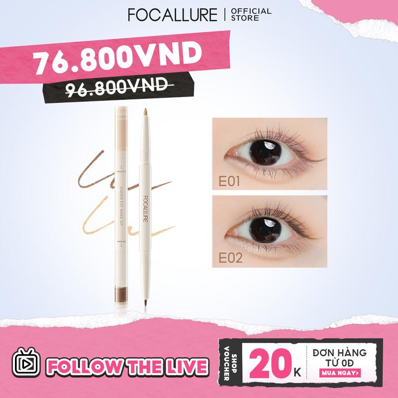 Bút kẻ bọng mắt FOCALLURE 2 đầu 3D Shaping Duo dạng gel, kẻ eyeliner 2 trong 1 hai màu mực trôi chảy sắc tố cao chống nước chống mồ hôi