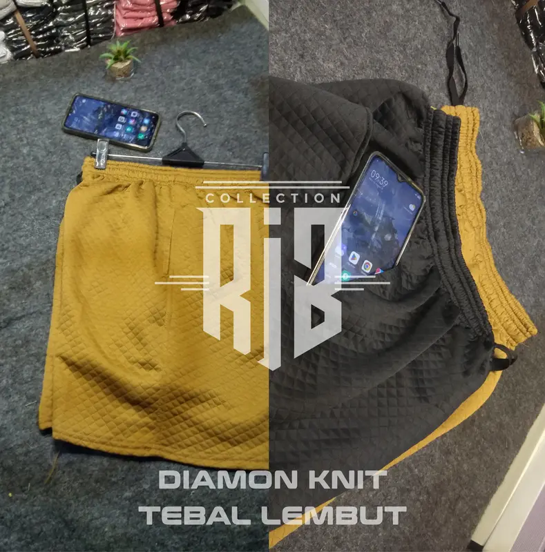 [PROMO DIAMONT KNIT TIMBUL] paket 4 pcs celana pendek Surfing pria wanita comfort Garis Nyaman diamond knit celana Distro Dewasa Rib Pant boardshort Diamont Knitt Boxer Tebal Adem Kain Timbul-RJB Lembut Melar Santai Combed Katun 4
