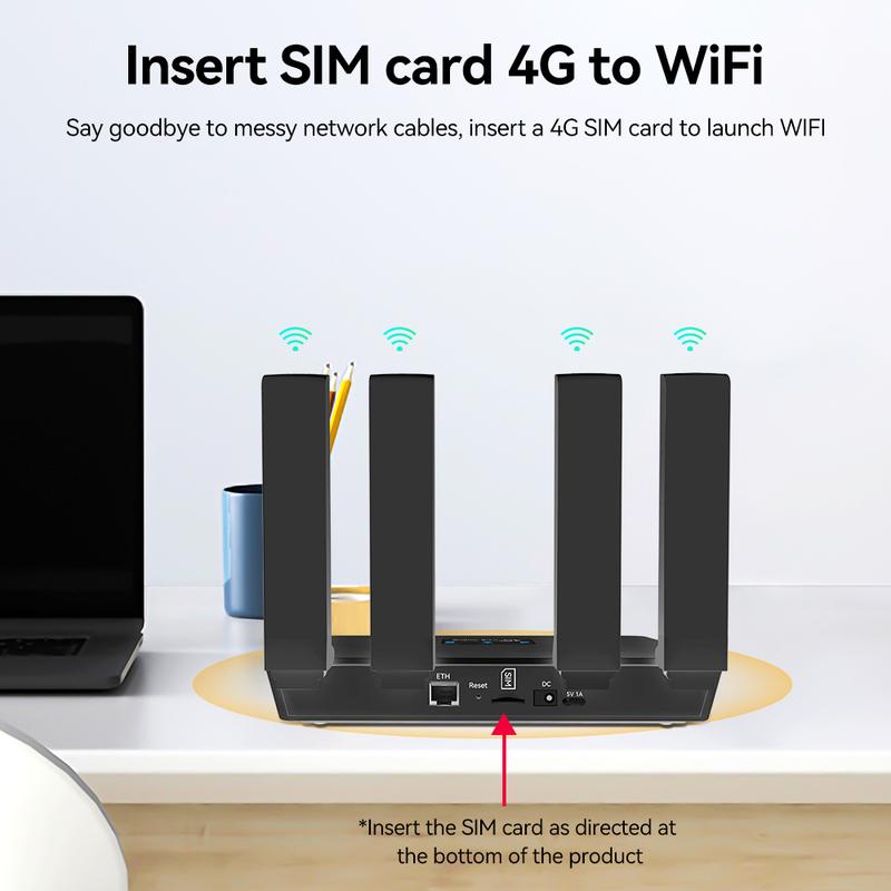 R611-C 4GWIFI6 bộ phát WiFi cắm trực tiếp SIM card hỗ trợ cổng DC và Type-C rất ổn định