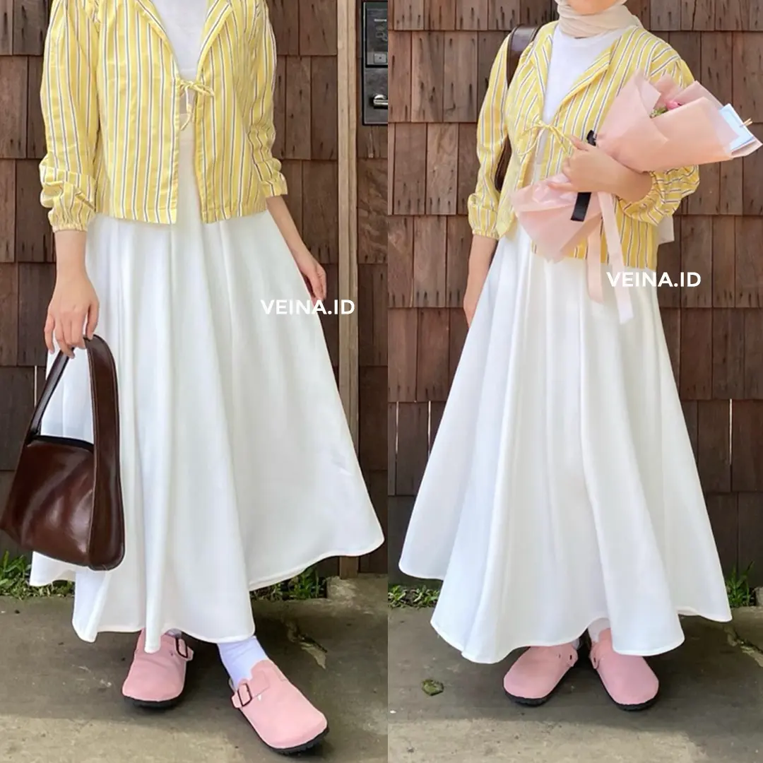 Veina - Audy Skirt Korean Rok Flare Wanita Basic Polos Casual Simple - Rok Wanita Pesta Remaja Midi Maxi Kondangan Rok Kerja Jumbo Panjang Fit Scuba Hitam Kantor Formal