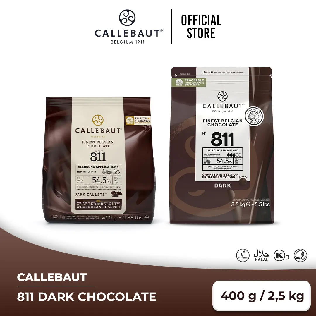 Callebaut 811 Dark Chocolate (400gr, 2,5kg) Coklat Couverture