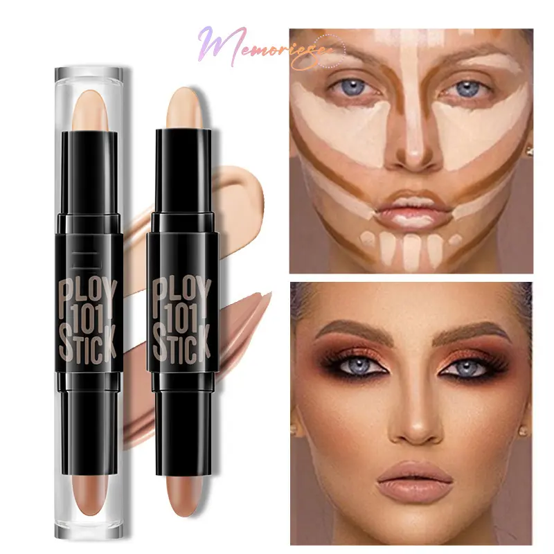 【COD&Ready✨】Contour Duo Concealer Highlighter Stick 2in1 Color 3D Face Geometry Lasting Wajah Multi-use Make up Pensil-M 0