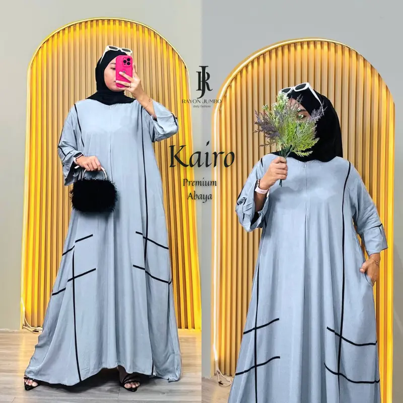 Kairo Abaya Jumbo LD 130 Rayon Premium Resleting Depan Simple Elegan Kondangan Pengajian Arisan 3