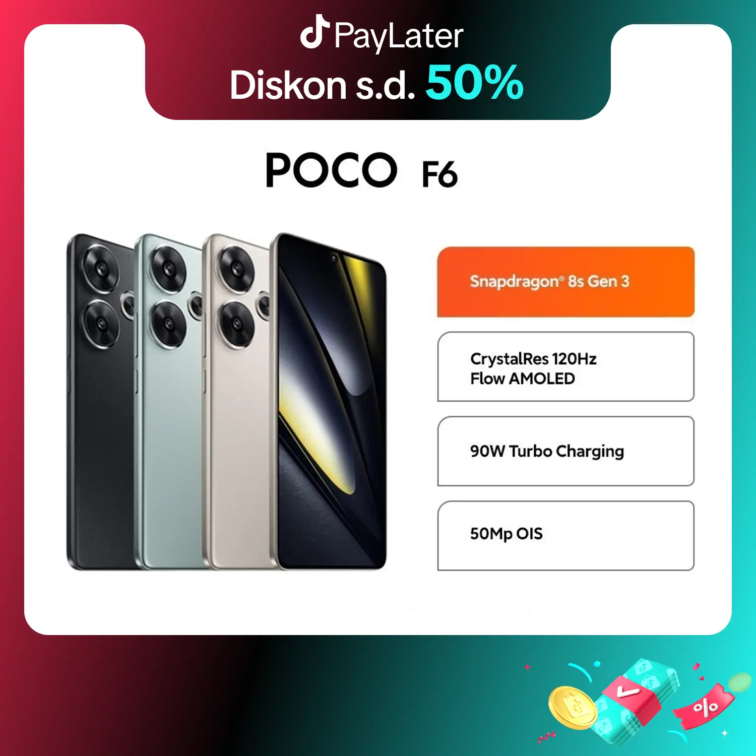 POCO F6 (8/256GB) (12/512GB) | Snapdragon 8s Gen 3 | LiquidCool Technology 4.0 IceLoop | Layar Amoled CrystalRes [Official Store]