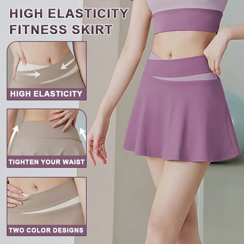 Tight sports skirt to prevent exposure color matching running fitness skirt