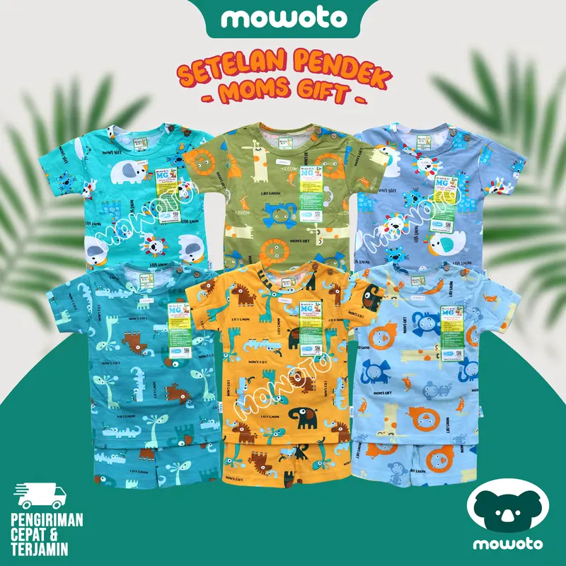 [ 3 setel ] Setelan PENDEK Moms Gift Terbaru ( 1-4 tahun ) Setelan Baju Main Anak Pendek - Mowoto 4