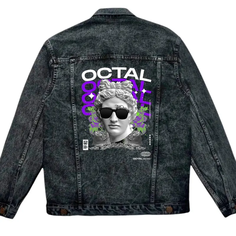 Jaket Jeans Premium Denim Unisex Sandwash Bomber Parasut Cowok Hitam Panjang Wanita Pria Distro 3