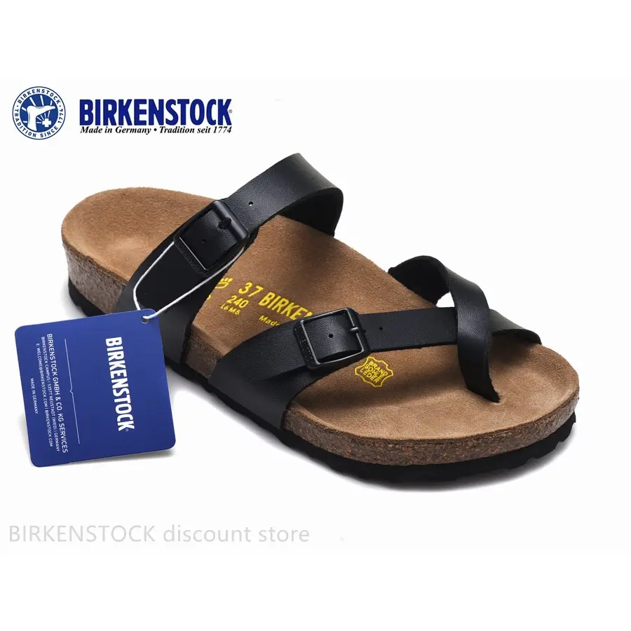 Mayari Men's/Female Classic Cork Matte Black Sandals Slippers 34-46