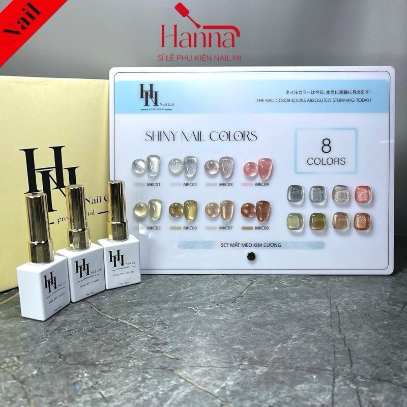 Set Sơn gel mắt mèo Kim cương khổng tước 8 màu HN Gel siêu sáng TẶNG bảng màu