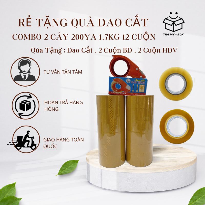 Tặng DAO CẮT + COMBO 2 cây băng keo 200ya 1,7kg 1 cây 6 cuộn