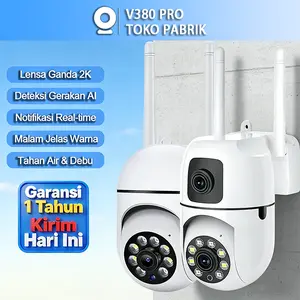 V380 Pro CCTV WiFi 1080P HD Tahan Air IP65 Alarm Deteksi Manusia AI Penglihatan Malam Inframerah
