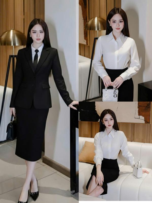  MONOCO Set 4 món Áo vest Áo sơ mi trắng Chân váy Cà vạt 11381 