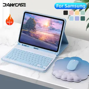 【No tablet】DANYCASE 4 in 1 Keyboard Case With mouse pad for Samsung Galaxy Tab A11+ S10lite A9 Plus S9 FE Plus S10 Plus S6 Lite 10.4 inch 2024 S7 S8 11 S7 Plus S7 FE S8 Plus 12.4 A8 Magnetic Cover with Pencil Holder