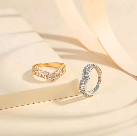 Cincin aurel titanium anti karat dua layer gold dan silver cantik elegan