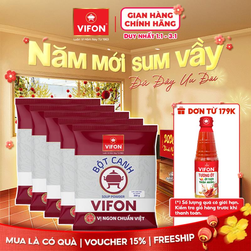 VOUCHER HOT 15% Set 5 gói Bột canh VIFON các loại 200gr gói