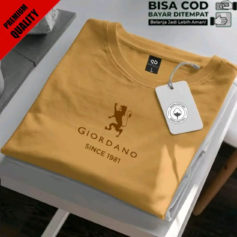Promo !! Baju Kaos Distro GRDN LION BW Text Gold Premium Quality Kaos Cotton Combed 30s Lengan Pendek T-Shrit Koas Unisex Pria/Wanita Nyaman Panjang 1