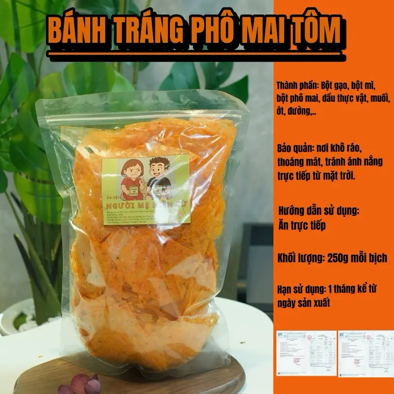 500gr Bánh tráng vuông Phô mai Tôm hành lá [Người Mẹ Hiền Từ]